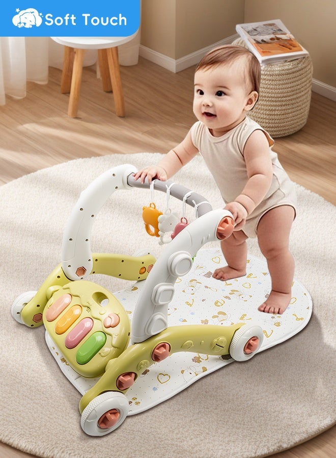 سوفت تاتش صالة ألعاب رياضية للأطفال مع مشاية وبساط وقت الاستلقاء على البطن وبساط لعب موسيقي للأطفال الصغار مع أضواء وألعاب قابلة للفصل، مشاية تعليمية قابلة للتعديل للأطفال حديثي الولادة إلى الأطفال الصغار (0-24 شهرًا) - Image 2