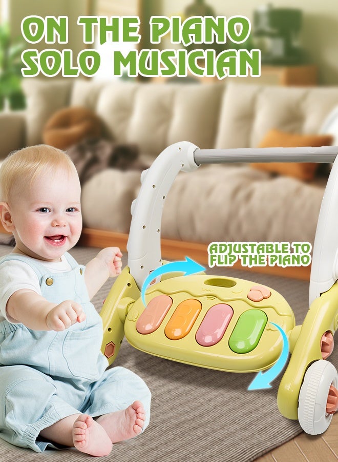 سوفت تاتش صالة ألعاب رياضية للأطفال مع مشاية وبساط وقت الاستلقاء على البطن وبساط لعب موسيقي للأطفال الصغار مع أضواء وألعاب قابلة للفصل، مشاية تعليمية قابلة للتعديل للأطفال حديثي الولادة إلى الأطفال الصغار (0-24 شهرًا) - Image 5