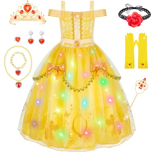 Meland Princess Dress for Girls Light Up Princess Costume for Toddler Dress Up Halloween Costumes for Girls 310 Years Old 56 Years - Image 1