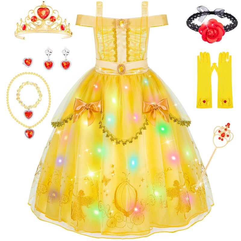 Meland Princess Dress for Girls Light Up Princess Costume for Toddler Dress Up Halloween Costumes for Girls 310 Years Old 56 Years - Image 2