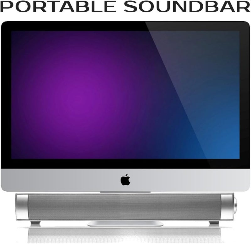 جابي Powerful Portable Soundbar for iMac MacBook PC iPhone Bluetooth 3.0 +EDR, Speakerphone, Powerful 1800mAh Lithium Battery, Super Bass, 3D Stereo Surround Sound 2.0 Channel, Home Cinema System (Silver) - Image 1
