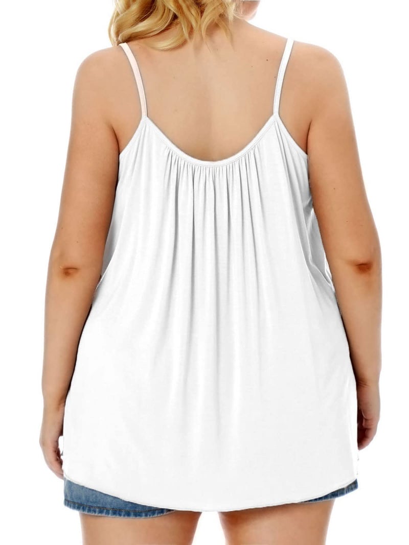 7th Element Plus Size Tank Tops for Womens Camisoles Cami Loose Fit Sleeveless Summer Dressy Shirts Blouse 2025 Summer(White,1X) - Image 2