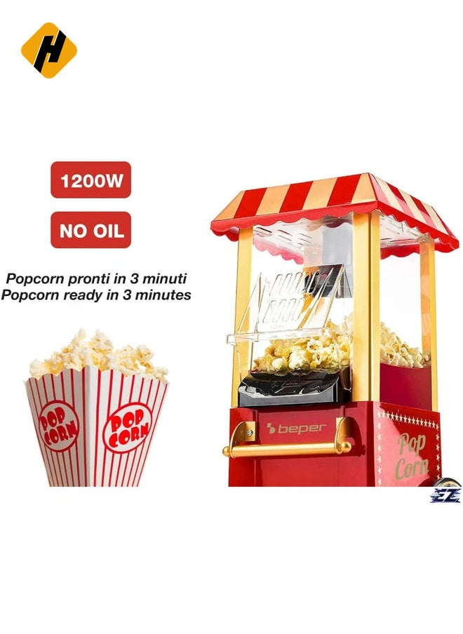 BT.651Y Popcorn Machine – Retro Red/Gold Popcorn Maker with Acrylonitrile Butadiene Styrene (ABS) Build