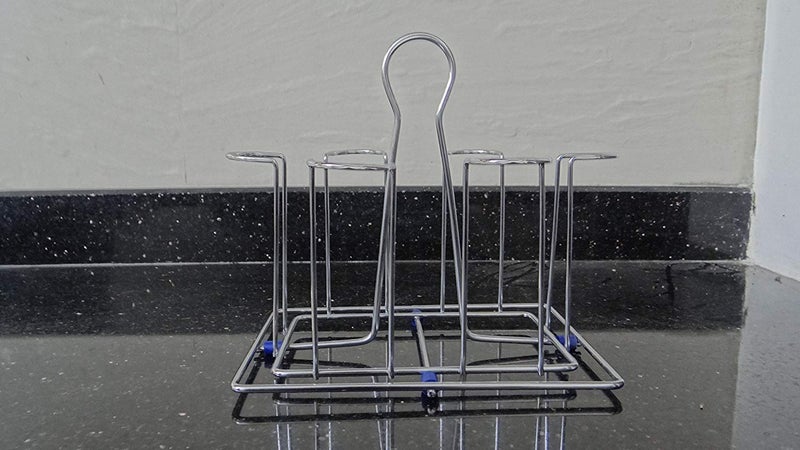 Sygnius Stainless Steel Glass Stand Square for Kitchen and Dining Table L6 W8 H7 inch - Image 5