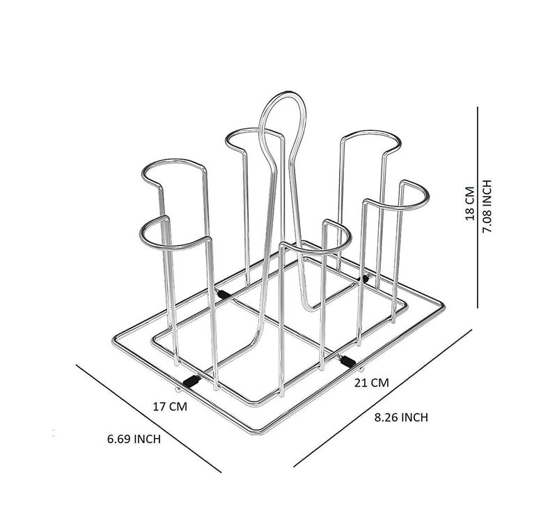 Sygnius Stainless Steel Glass Stand Square for Kitchen and Dining Table L6 W8 H7 inch - Image 2