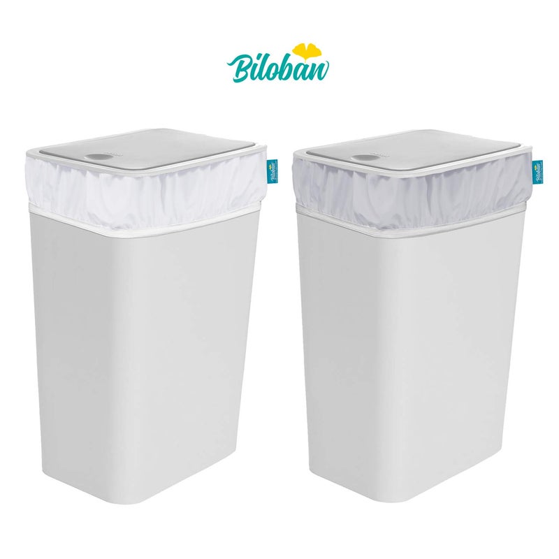 Biloban Reusable Diaper Pail Liner Bags 2 Pack for Ubbi Diaper Pail, Waterproof Larger Capacity & Washable Wet Bag for Dirty Diapers, Cloth Diaper, Laundry and Kitchen Garbage, Grey & White - Image 2