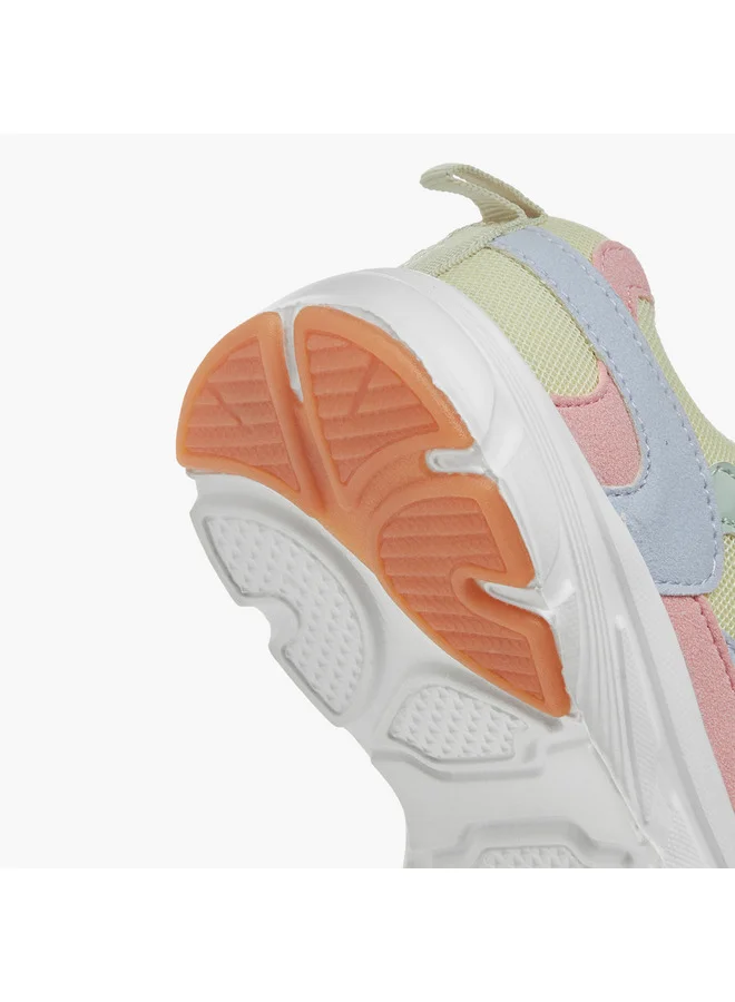 جونيورز Girls Colourblock Sneakers with Hook and Loop Closure