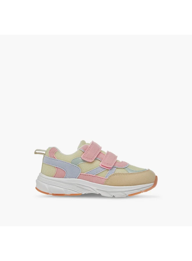 جونيورز Girls Colourblock Sneakers with Hook and Loop Closure