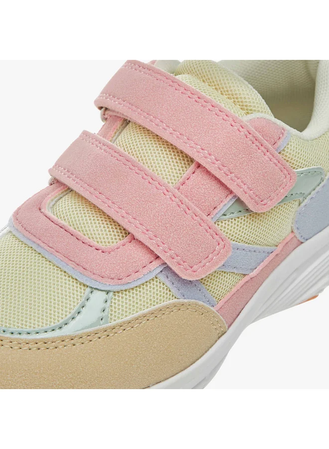 جونيورز Girls Colourblock Sneakers with Hook and Loop Closure