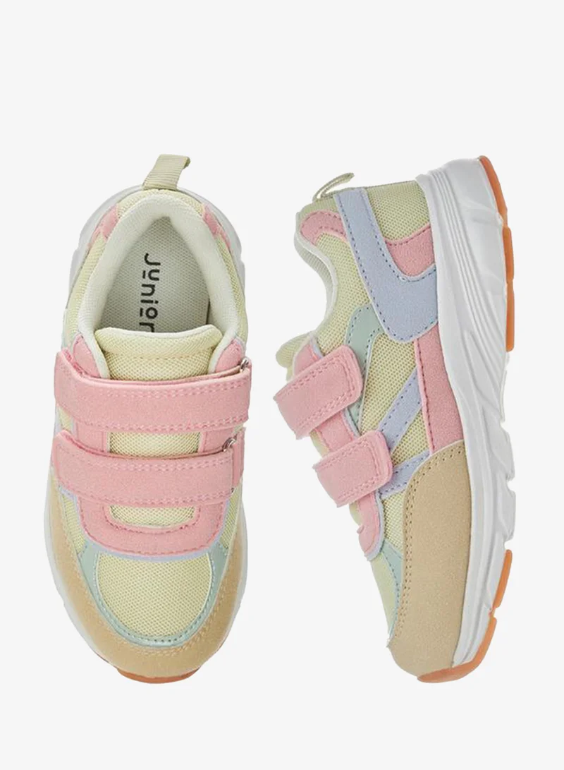 جونيورز Colourblock Sneakers With Hook And Loop Closure