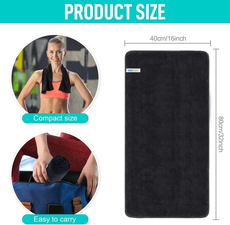 Sinland Microfiber Gym Towels Sports Fitness Workout Sweat Towel Super Soft and Absorbent 3 Pack 16 Inch X 32 Inch - Image 2