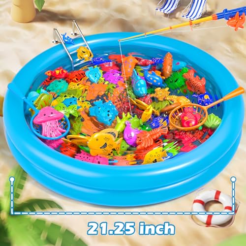 Doloowee Magnetic Fishing Game Bath Pool Toys for Toddlers 3548pcs Fishing Toys Game Floating Fish Magnet Pole Rod Net Education Teaching and Learning for Kids Age 36 48 - Image 5