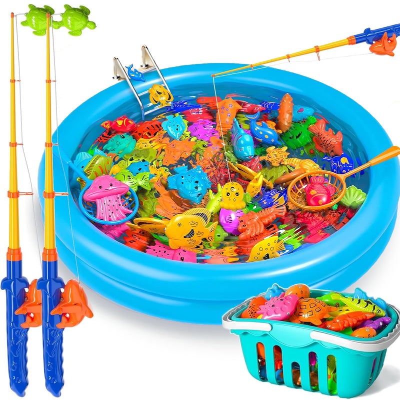 Doloowee Magnetic Fishing Game Bath Pool Toys for Toddlers 3548pcs Fishing Toys Game Floating Fish Magnet Pole Rod Net Education Teaching and Learning for Kids Age 36 48 - Image 3