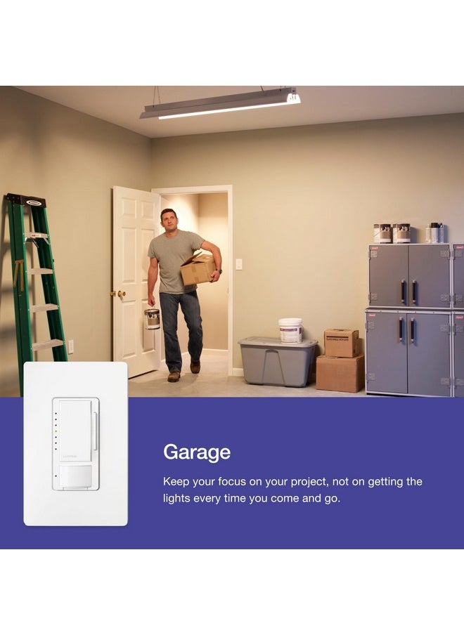 LUTRON Lutron Maestro Motion Sensor Dimmer Switch for Bathroom, Garage, Laundry Room, and Closet, Occupancy and Vacancy Sensor, Single-Pole/Multi-Location, No Neutral Required, MSCL-OP153M-WH, White  - Image 4
