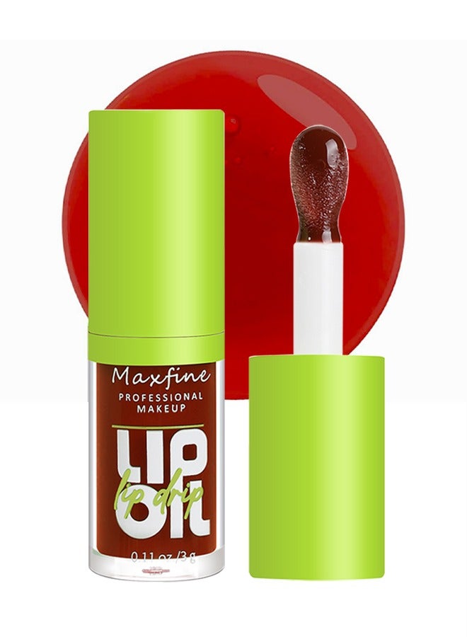 ماكس فاين زيت شفاه رأس فرشاة كبير ، فائق الترطيب والتغذية ، زيت توهج شفاه لامع ناعم ولامع ، ملمع شفاه ملون لامع ونباتي ، تركيبة غير لزجة - Image 1