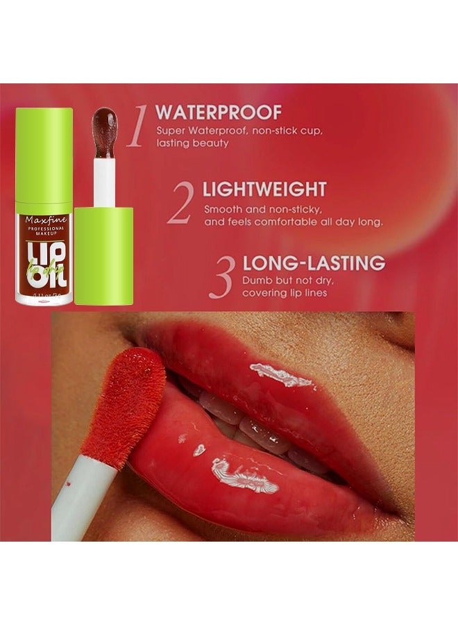 ماكس فاين زيت شفاه رأس فرشاة كبير ، فائق الترطيب والتغذية ، زيت توهج شفاه لامع ناعم ولامع ، ملمع شفاه ملون لامع ونباتي ، تركيبة غير لزجة - Image 4