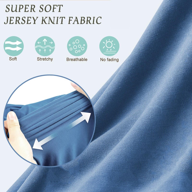 OWLOWLA Newborn Swaddle Set Stretch Wrap Swaddle Receiving Blanket for Baby Boy Girl(Steel Blue) - Image 2
