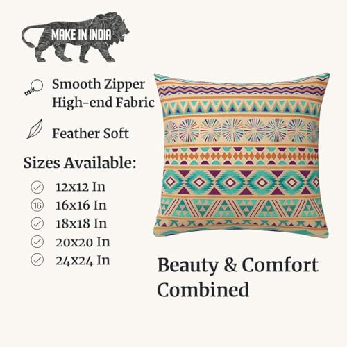 Amaze ATTIRESJute Cushion Cover 18x18 Inch – Set of 6 Decorative Throw Pillow Covers for Sofa, Couch or Bed – Designer Printed Square Cushion Covers – Home Decor (Multi) - Image 5