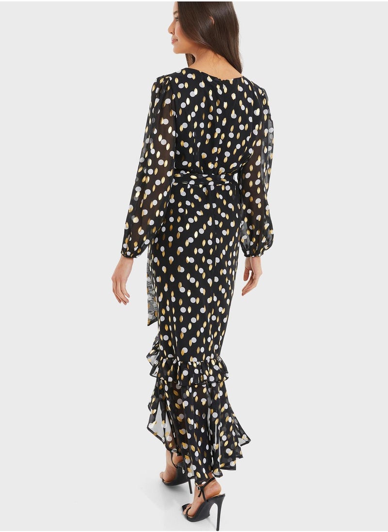 QUIZ Polka Dot Midi Dress  - Image 2