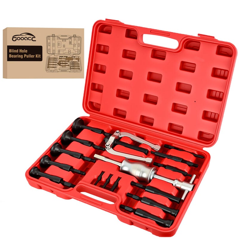 GOOACC 16pcs Blind Hole Bearing Puller Kit, Slide Hammer Pilot Insert Inner Internal Removal Tool Blind Hole Collet Bearing Set, Heavy Duty Blind Bearing Race and Seal Puller Extractor Kit with Case - Image 1