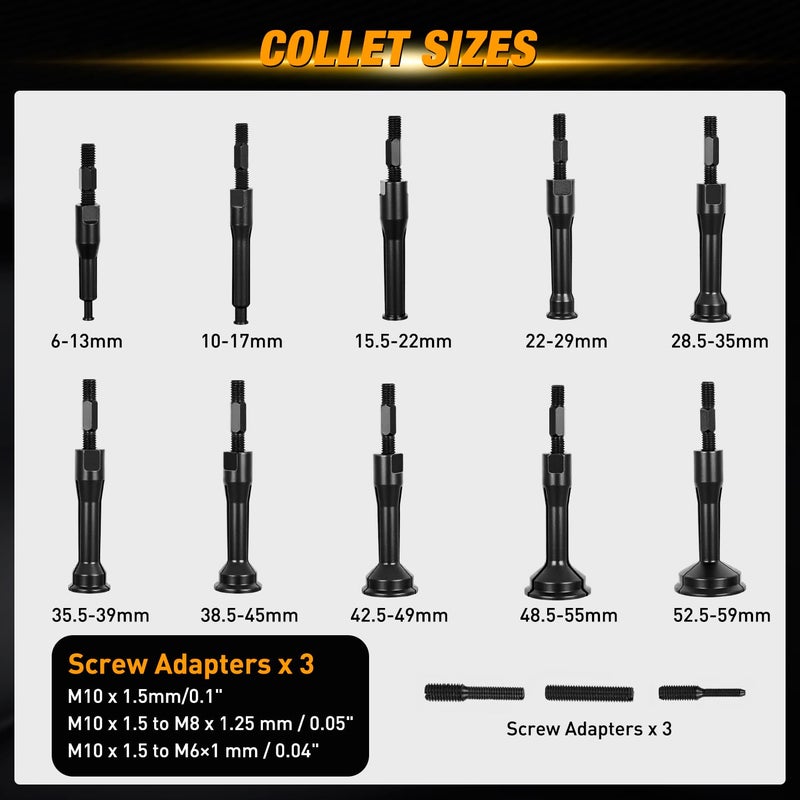 GOOACC 16pcs Blind Hole Bearing Puller Kit, Slide Hammer Pilot Insert Inner Internal Removal Tool Blind Hole Collet Bearing Set, Heavy Duty Blind Bearing Race and Seal Puller Extractor Kit with Case - Image 3