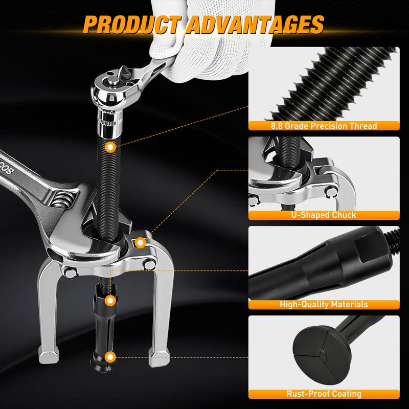 GOOACC 16pcs Blind Hole Bearing Puller Kit, Slide Hammer Pilot Insert Inner Internal Removal Tool Blind Hole Collet Bearing Set, Heavy Duty Blind Bearing Race and Seal Puller Extractor Kit with Case - Image 5