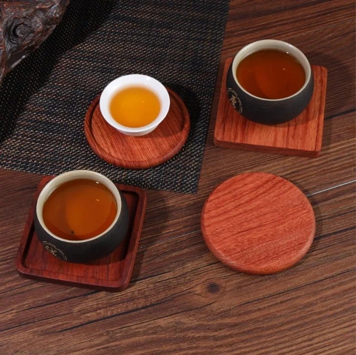 Y&D Acacia Wood Coasters Set – Round & Square Natural Tea Coaster Mats with Solid Heat Insulation for Home Use - Image 3