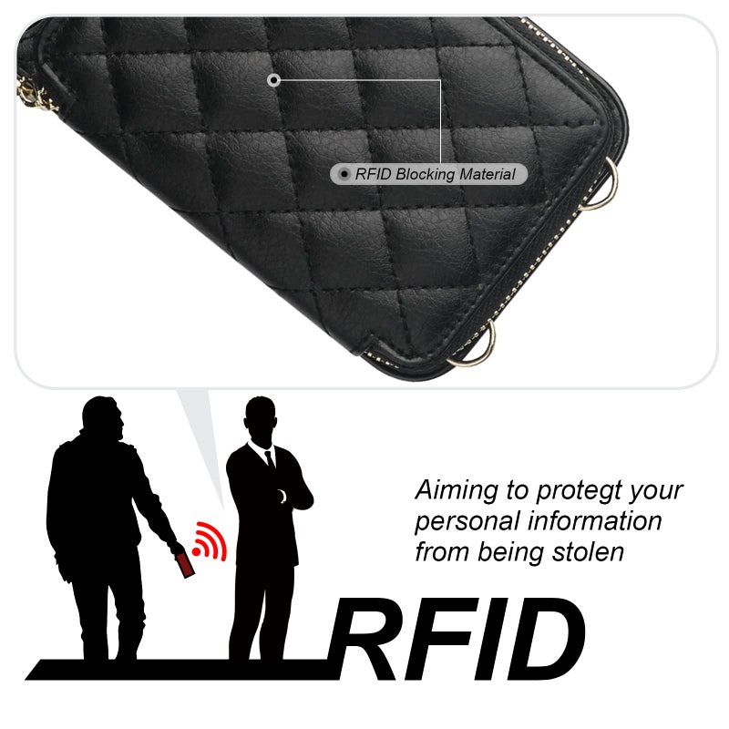 Bocasal Crossbody Wallet Case for iPhone 13 Pro Max, RFID Blocking PU Leather Zipper Handbag Purse Flip Cover, Kickstand Folio Case with Card Slots Holder Wrist Strap Lanyard 5G 6.7 Inch (Black) - Image 3