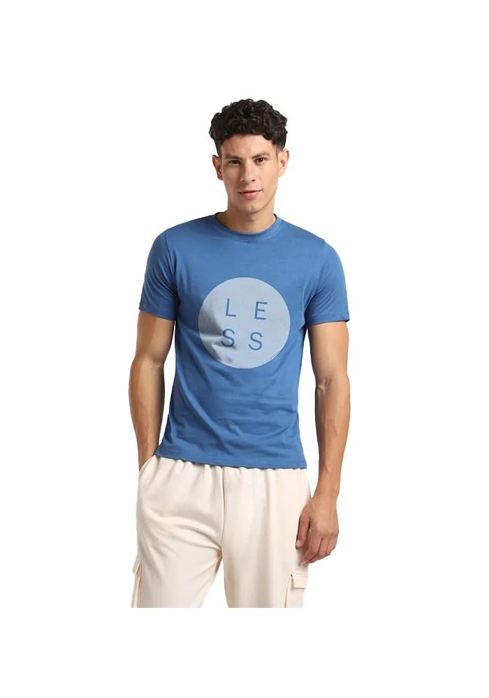 نوبيرو NOBERO Men's Blue Regular Fit T-Shirt