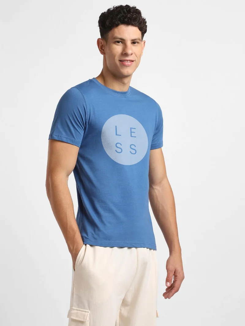 NOBERO  NOBERO Men's Blue Regular Fit T-Shirt for Men | Best Price UAE