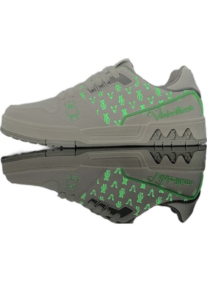 VIOLENTBEAR Men'S Spring Casual Sports Shoes Low-Top Skate Shoes Trendy Shoes All-Match Women'S Shoes Couple Shoes 889Yf White Grey Size 43 - Image 1