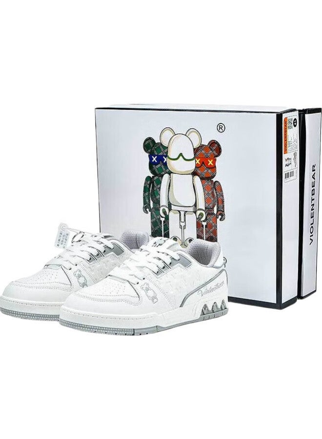 VIOLENTBEAR Men'S Spring Casual Sports Shoes Low-Top Skate Shoes Trendy Shoes All-Match Women'S Shoes Couple Shoes 889Yf White Grey Size 43 - Image 3
