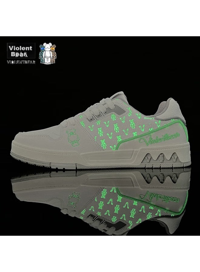 Violentbear Men's Spring Casual Sports Shoes Low-top Skate Shoes Trendy Shoes All-match Women's Shoes Couple Shoes 889yf White Grey Size 43 - Image 1