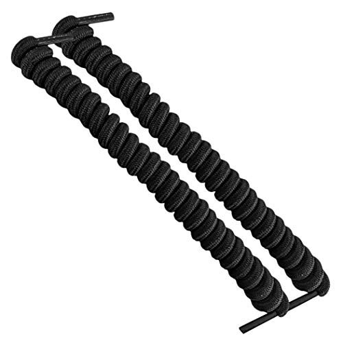 FOOTMATTERS No Tie Shoe Laces for Kids and Adults - Elastic Curly Shoelaces for Sneakers - Black - 1 Pair - Image 1