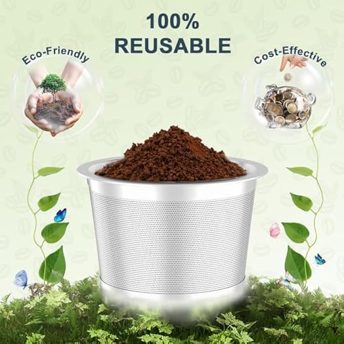Excefore 2 Pack Stainless Steel Refillable K Cups Metal K Cups Coffee Pods With Heat Resistant Handles And Coffee Scoop K Cup Filters No Bpa - Image 4