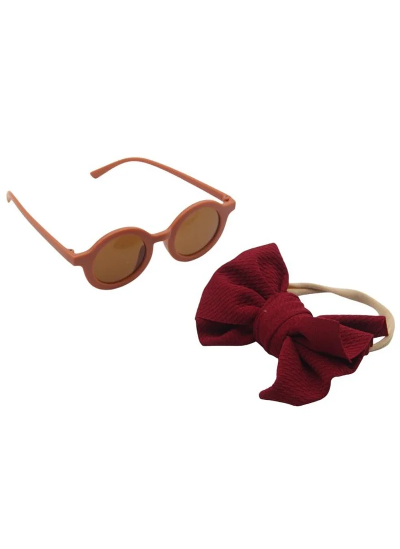 D'Daniela Maria Glasses  and Headband Set For Babies and Girls Dark Red