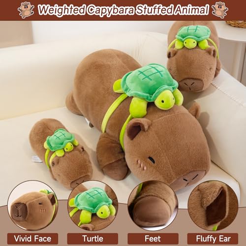 SQEQE Weighted Stuffed Animals Capybara with Turtle Backpack Weighted Capybara Plush Cute Plushies Pillow Toy for Bed Time Christmas Valentines Gift 236 Inch 38 Lbs - Image 5