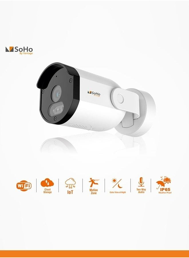 SoHo by Vantage - SoHo by Vantage HD 1080P WI-Fi IOT based Outdoor Fixed Security Camera With 2 Way Audio, Color Night Vision, IP65 Weather Proof and Cloud Storage - Image 1
