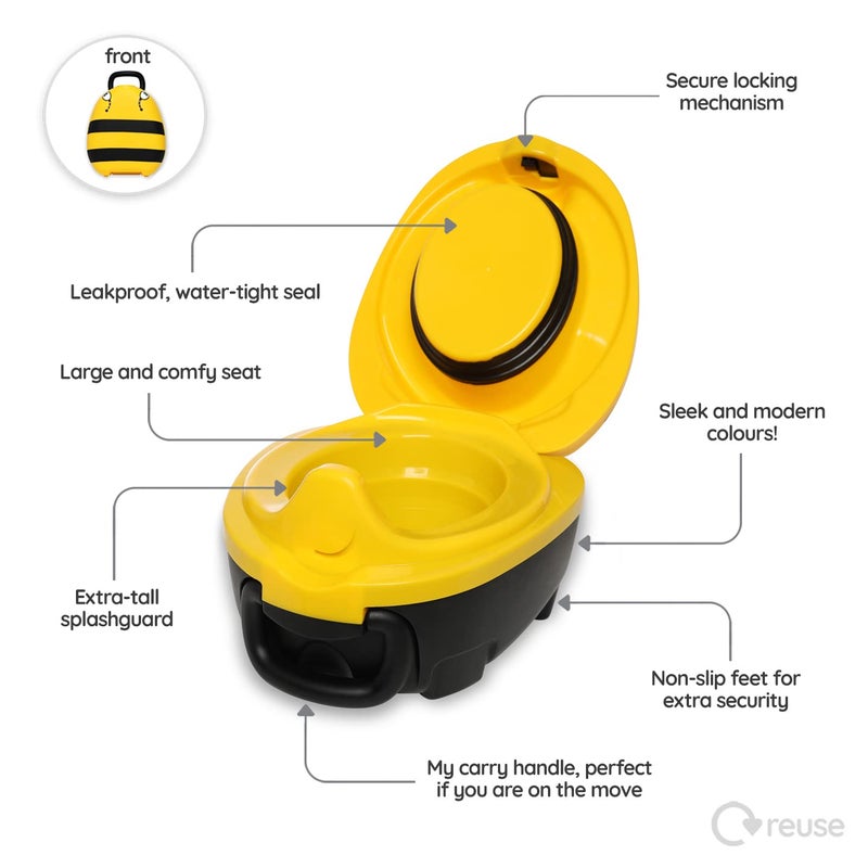 My Carry Potty - Bumble Bee Travel Potty, Award-Winning Portable Toddler Toilet Seat for Kids to Take Everywhere - Image 3