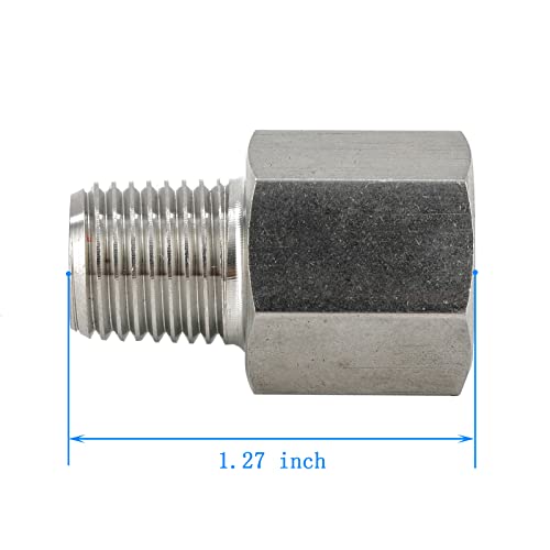 Yoebor Metalwork 304 Stainless Steel Pipe Fitting，Converter Adapter, G 1/4" Male Thread x 1/4" NPT Female, 2 Pcs - Image 5