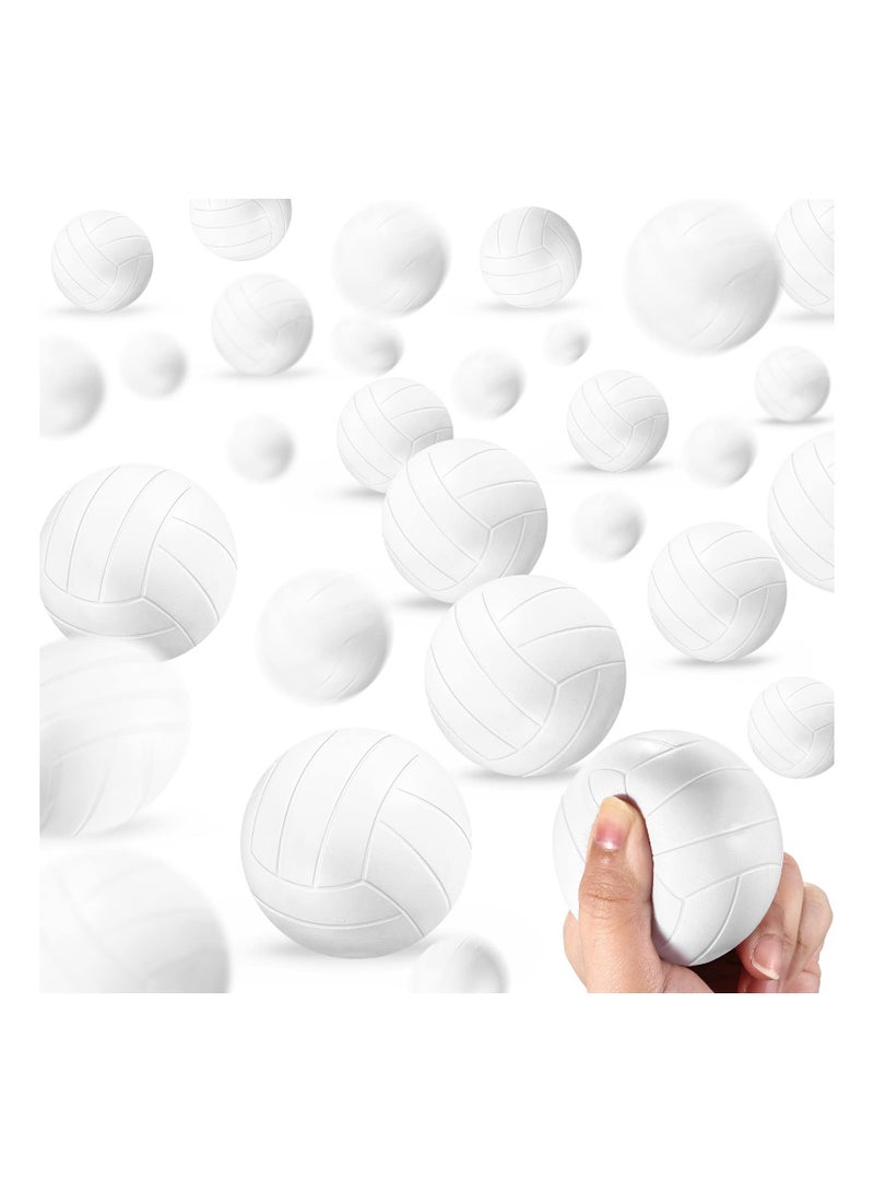 XiuWoo 24 Pieces Mini Volleyball Stress Balls, White Ball Sports Foam Tiny for Relief, Party Favor Toys, Games, School Carnival Reward(2.36 In White) - Image 1