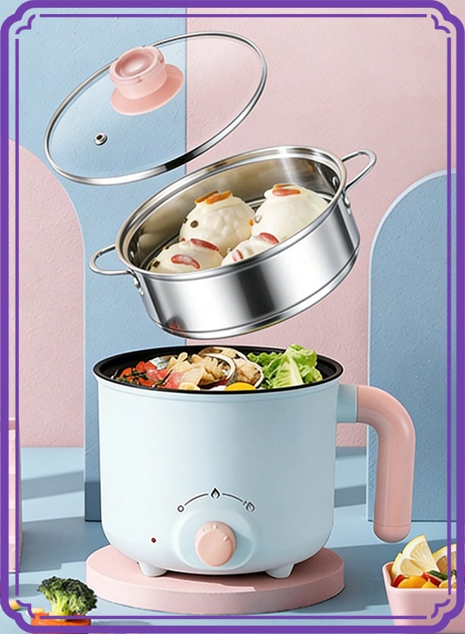 Electric Hot Pot, 1.8L Mini Multifunction Electric Cooker, Nonstick Frying Pan, Dual Power Control Ramen Cooker, for Shabu-Shabu, Stir Fry, Noodles, Pasta