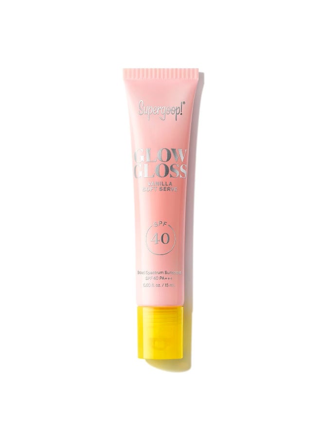 Supergoop! Glow Gloss SPF 40 Lip Balm with Peptides and Shea Butter Vanilla Soft Serve 15 ml - Image 1