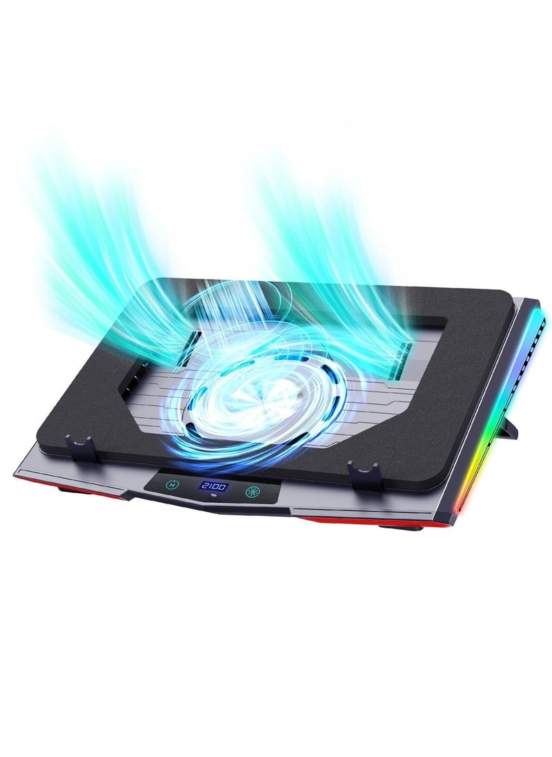 XiuWoo Gaming Laptop Cooling Pad, RGB Laptop Cooler with 3 Powerful Turbofans, 5 Height Adjustable Laptop Cooling Stand, 5 Fan Speed Touch Control, Seal Memory Foam for Cooling 12-19.3 inch Laptop  - Image 1