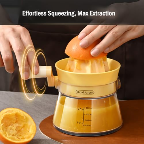 MIUVA Manual Citrus Juicer with Rotating Crank500ml Large Capacity Hand Press for Lemon Orange Lime Grapefruit Max ExtractionErgonomic Handle for Effortless SqueezingDishwasher Safe Compact Storage - Image 3