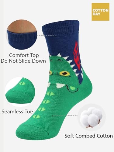 COTTON DAY Kids Boys Fun Novelty Socks Colorful Pattern Design 4-6 Years Shark Stripes Size S - Image 2