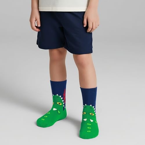 COTTON DAY Kids Boys Fun Novelty Socks Colorful Pattern Design 4-6 Years Shark Stripes Size S - Image 4