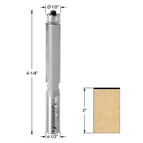Amana Tool - 47126 Carbide Tipped Flush Trim 1/2 Dia x 2" x 1/2 Shank with Double Ball - Image 2