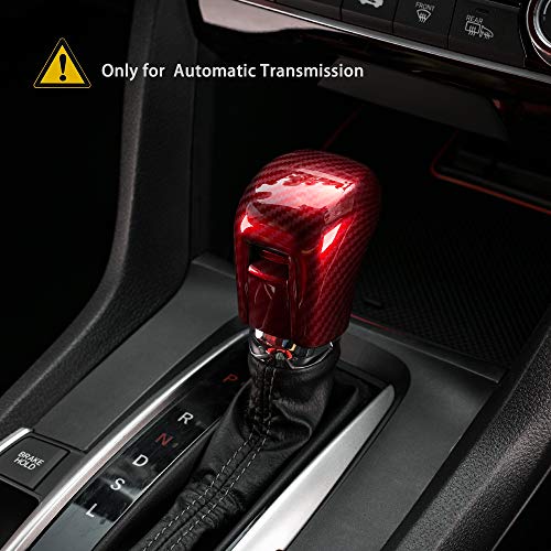 Thenice for 10th Gen Civic Gear Shifting Knob Cover CVT Automatic Transmission Lever Trim Interior Accessories Compatible with Honda Civic 2021 2020 2019 2018 2017 2016 -Red - Image 5