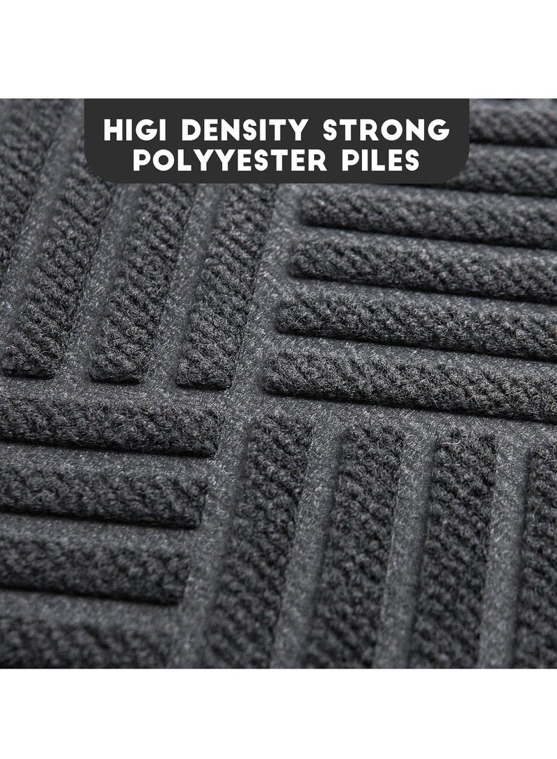 TRASSLE Indoor Outdoor Front Door Mat, All Weather Non-Slip Rubber Outside Entrance Door Mat, Super Absorbent Moistureproof Doormat, Welcome Mat for Home Front, Hallway, Patio  - Image 2